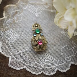 チェコガラスドレスクリップ　ヴィンテージ英国