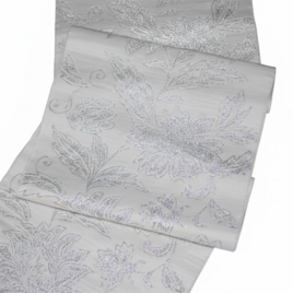 西陣麻絹なごや帯 「モノトーン・フローラル」