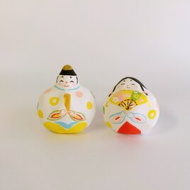 張り子　丸いひな人形　【あ】