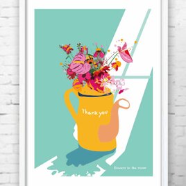 ふりそそぐ日差し　花　送料無料 　どうせなら楽しいポスター　イラスト　アートポスター　アート/sei検索新着順　1203