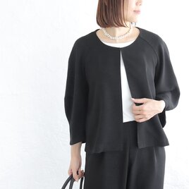 卒園・入学に コクーン袖 ノーカラーフォーマルジャケット（ブラック）CO03