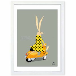 風に吹かれて　ウサギ　送料無料 　どうせなら楽しいポスター　イラスト　アートポスター　アート/sei検索新着順　3991