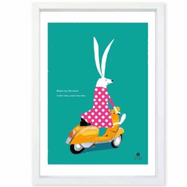 風に吹かれて　ウサギ　送料無料 　どうせなら楽しいポスター　イラスト　アートポスター　アート/sei検索新着順　3991B