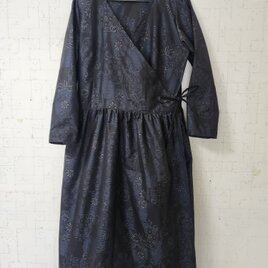 大島紬リメイク　カシュクールワンピース