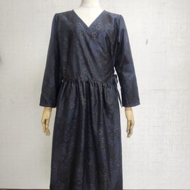 大島紬リメイク　カシュクールワンピース