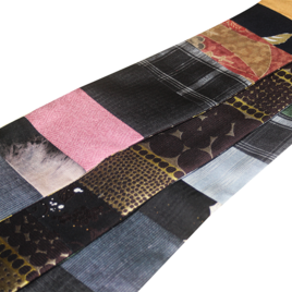 【一点物】正絹・紬と染め生地の創作角帯｜西陣織士が紡ぐパッチワーク｜裏地：西陣織