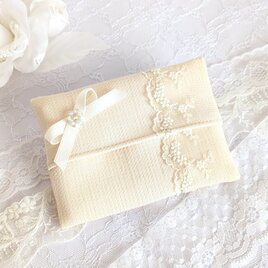 可愛いレースとリボンのポケットティッシュケース