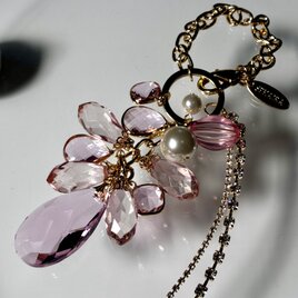 大人可愛いキラキラ光雫バックチャーム　ピンク