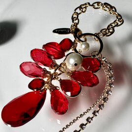 大人可愛いキラキラ光雫バッグチャーム　レッド