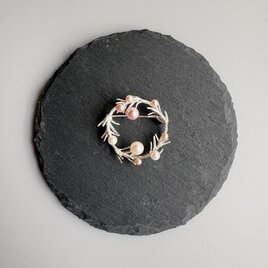 大小 ホワイト&ピンク 淡水真珠 ブローチ 上質