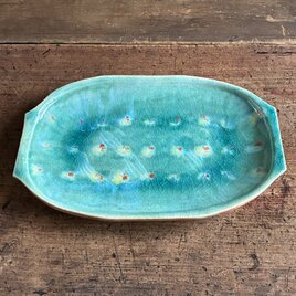 青緑釉 点彩 平皿｜余白のある朝に