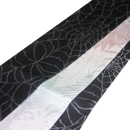 正絹リバーシブル角帯｜銀糸の「蜘蛛の巣」×「エキゾチック・リーフ」