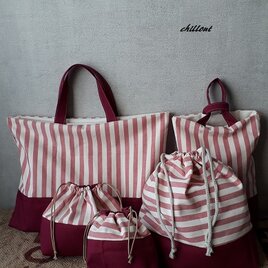 【入園・入学】入園バッグ5点セット：レトロレッド×レッド切替【0081】