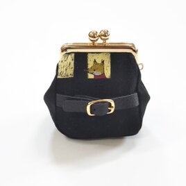 ミニサイズのがまぐち 窓越しの住人 ブラック／Ｇ