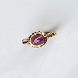 ロードライトガーネット　ぽってりテクスチャ石座　ネジリ腕　OVカボ7×9　シルバーSV925リング