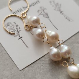 【14kgf 】柔らかな光沢感＊淡水パールピアス