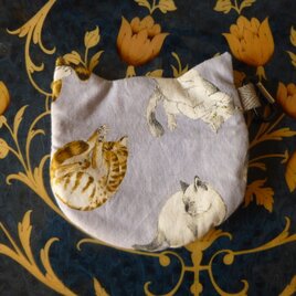 グレーのミニ猫耳ポーチ（送料無料）