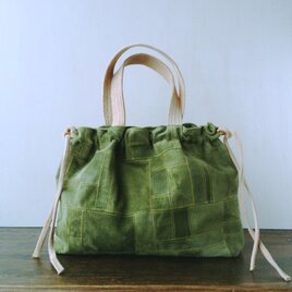 【一点物】ピッグスエードの巾着トート オリーブ