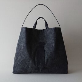 annco all black denim 2way tote [applique]
