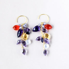 紫耀の余韻―アメジストxカーネリアンピアス14kgf