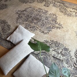 超大判165×265メダリオン　ベージュ×グレイ　トルコヴィンテージラグ