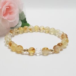 シトリン×水晶×ヘマタイト＊ブレスレット＊天然石＊お守り＊シトリンブレスレット＊天然石ブレスレット＊11月誕生石