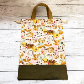 持ち手付き巾着袋　【アニマルブレッド】