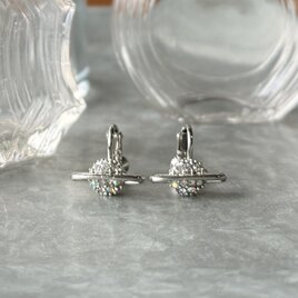 Y1228-ヴィンテージイヤリング U.S.A. 1950-60's Silver Tone Space Age Saturn