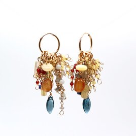 CE-P-14 【CERCA】ナチュラルストーン フリンジピアス 14KGF