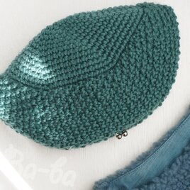 ばあば ♪ 鹿の子編みのがまぐちポーチ（vert-de-gris・C1803）