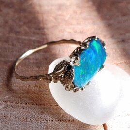 ＊御予約＊花咲く草原と湖のリング k18YG