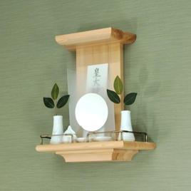 【 未来を拓く神棚　 神の鏡 】三河桧無垢材 一社宮神棚 　　セルフコーチング　　　神鏡は1枚ずつ職人の手作り