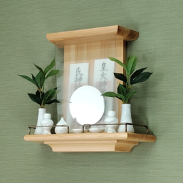 【 未来を拓く神棚　 神の鏡 】三河桧無垢材 二社宮神棚 　　　セルフコーチング　　　神鏡は1枚ずつ職人の手作り