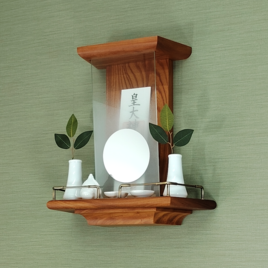 【 未来を拓く神棚　 神の鏡 】欅(ケヤキ)無垢材 一社宮神棚 　　セルフコーチング　　神鏡は1枚ずつ職人の手作り