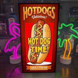 【Lサイズ】ホットドック サンドイッチ 店舗 屋台 キッチンカー 照明 看板 置物 アメリカン雑貨 ライトBOX