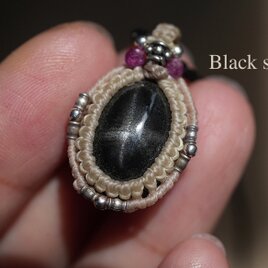 十字スター★ブラックスター マクラメネックレス 2185