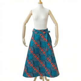 アフリカンプリントの巻きスカート（アフリカ布スカート）ラップスカート ロングスカート