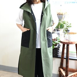 NEW:フーディロングベスト・グリーン