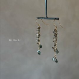 14KGF ムーンストーンとクォーツのピアス（イヤリング）