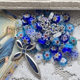 ミルフィオリのロザリオ（ブルー系)