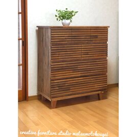Design chest 4DRS 7storage 和モダン 無垢箪笥 レアもの