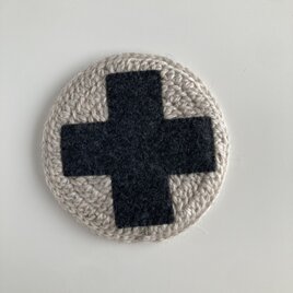 WOOL!クロッシェコースター*グレー×チャコールフェルトのクロス