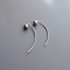 【925SF】ラインシルバーグレーパールピアス