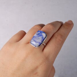 『広がる青空』アゲートのシルバーリング 12.5号