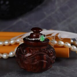 『木漏れ日の森』翡翠のシルバーリング 9.5号