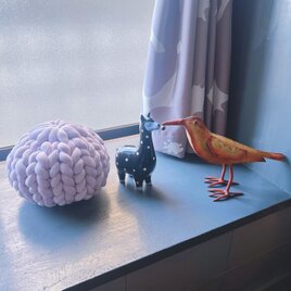 チャンキーニットのクッションオブジェ♡ココナッツ　ライトラベンダー