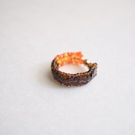 ビーズとスパンコールのイヤーカフ・細（オランジェット）【受注】