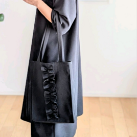 ✿二越ちりめん✿フリルトートバッグ✿A4ファイルが入るサイズ♫