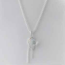 Silver925 アクアマリンのRibbonネックレス40cm［1089N］