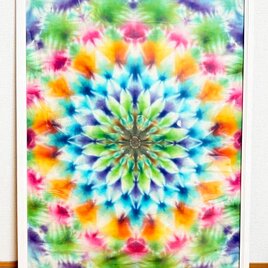 タイダイ染め タペストリー 曼荼羅 額入り ポスターサイズ 600×900 HD25-47